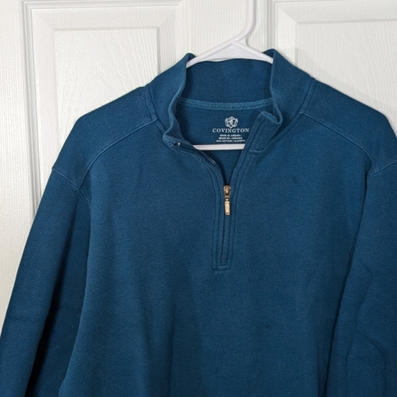 Covington Cozy Knit 1/4 Zip Ribbed Mock Neck Pullover 100% Cotton Sweater Size L - Picture 4 of 5